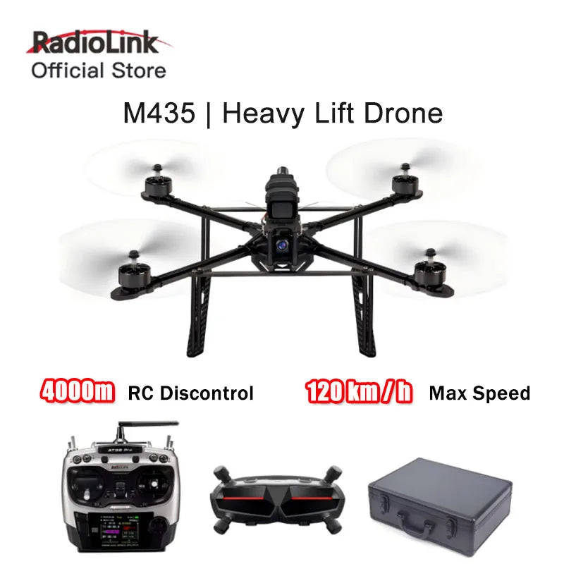 Radiolink M435 4-Rotor 3KG Payload Heavy Lift Drone 120km/h Flight Speed, Routes Planning And Autopilot, 4KM Long Range RTF