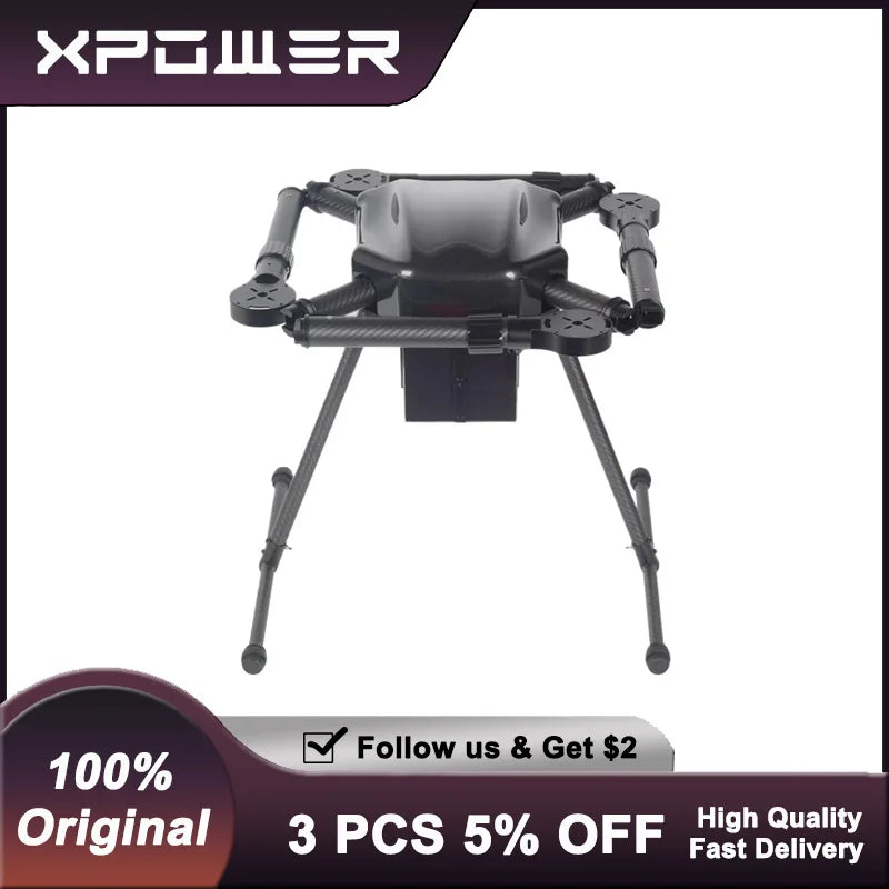 XPower F40 650mm Heavy-Lift Drone Frame 3K Carbon Fiber 5kg Payload IP55 for Survey/Inspection/Firefighting UAVs