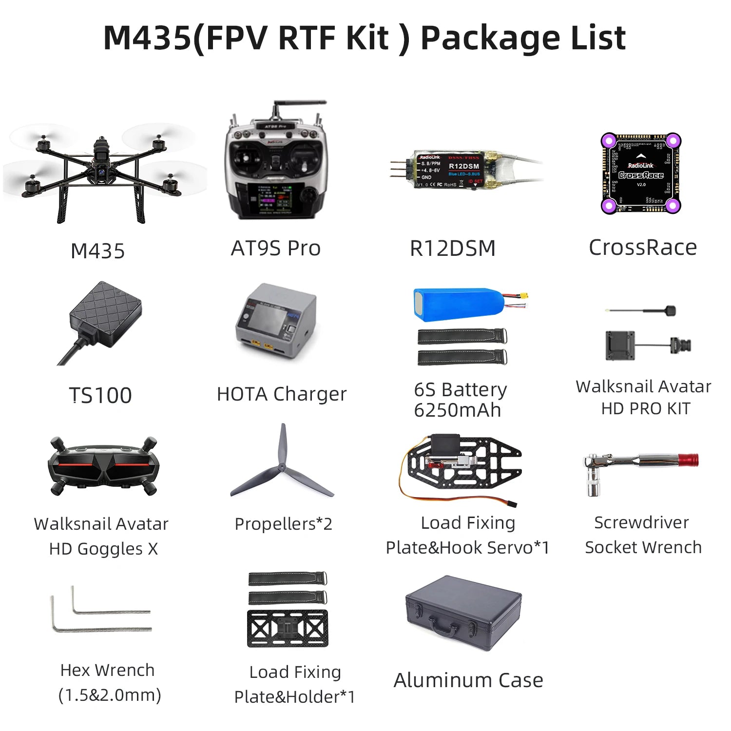 Radiolink M435 4-Rotor 3KG Payload Heavy Lift Drone 120km/h Flight Speed, Routes Planning And Autopilot, 4KM Long Range RTF