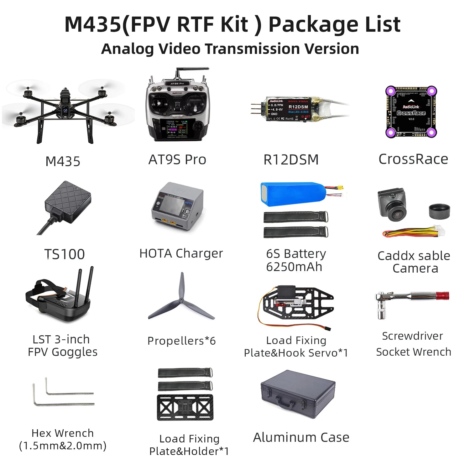 Radiolink M435 4-Rotor 3KG Payload Heavy Lift Drone 120km/h Flight Speed, Routes Planning And Autopilot, 4KM Long Range RTF