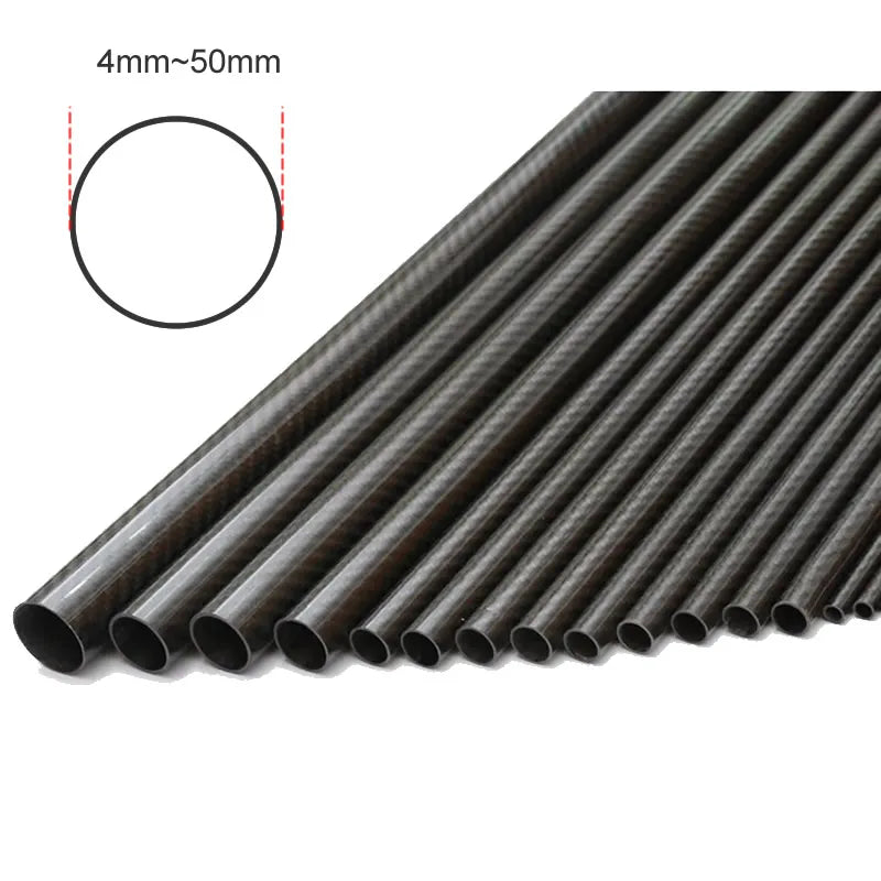 3K Carbon Fiber Tube Pipe 0.5mm Wall Thickness 4-40mm Outer Diameter High Strength Durable for RC Models Drones Aerospace DIY