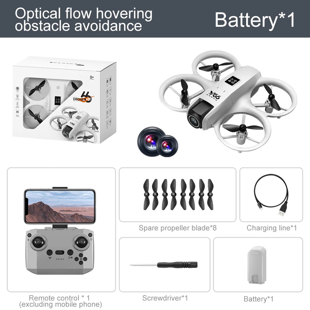 NEW V66 Drone 4K Professional HD 180° ESC Dual Cameras Competition Dron WIFI Obstacle Avoidance FPV Foldable RC Quadcopter Toys