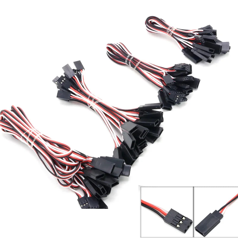 10pcs 100mm/150mm/200mm/300mm/500mm RC Servo Extension Cord Cable Wire