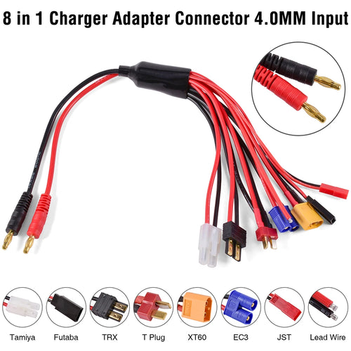 RC Charger Adapter Connector 8 In 1 Charger 4.0mm Banana XT60 TRX