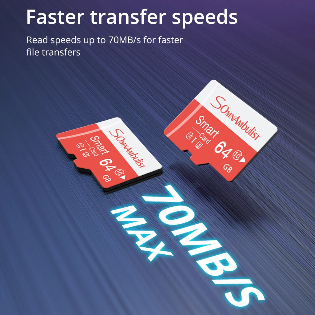 SomnAmbulist 64GB High Speed C10 U3 Memory Card V30 For Drones Cameras