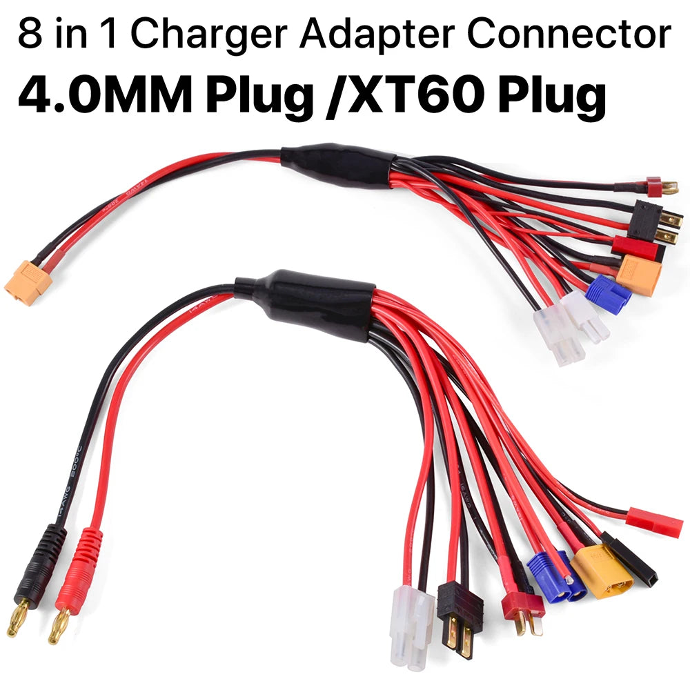 RC Charger Adapter Connector 8 In 1 Charger 4.0mm Banana XT60 TRX