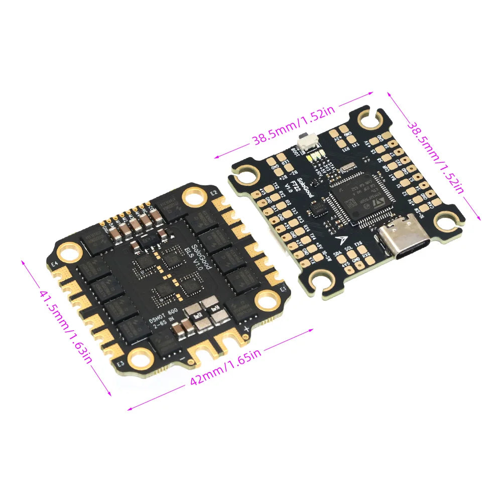 SoloGood F722 Flight Controller & BLHELI_S 60A 4in1 ESC F722 60A Stack