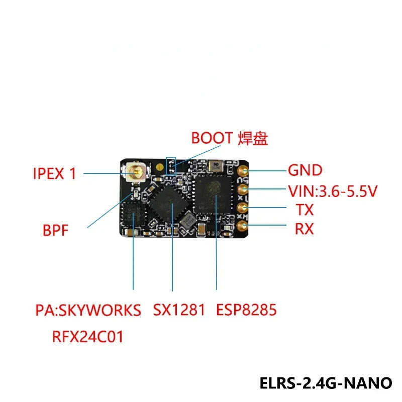 ELRS 915MHz / 2.4GHz NANO ExpressLRS Receiver With T type Antenna