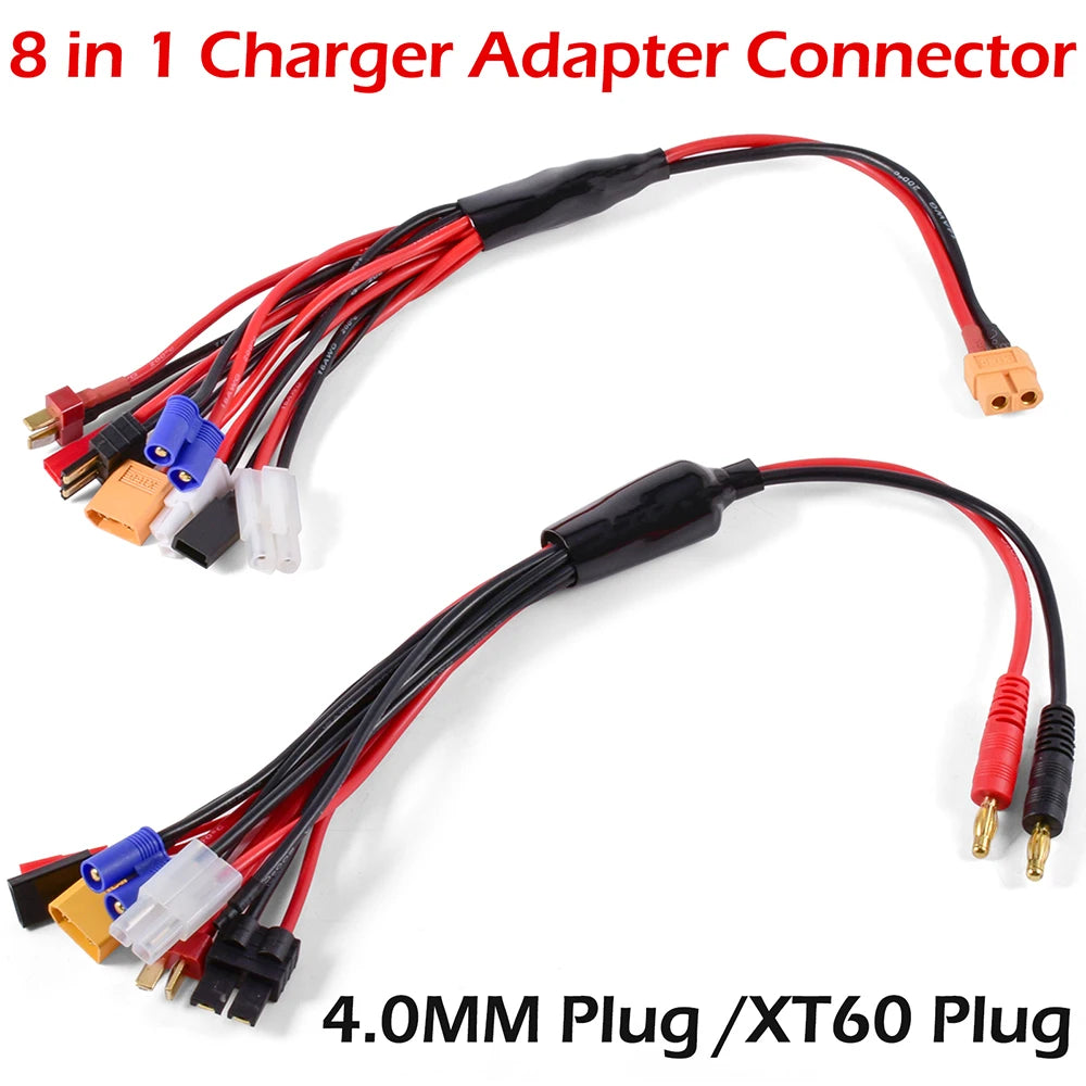 RC Charger Adapter Connector 8 In 1 Charger 4.0mm Banana XT60 TRX