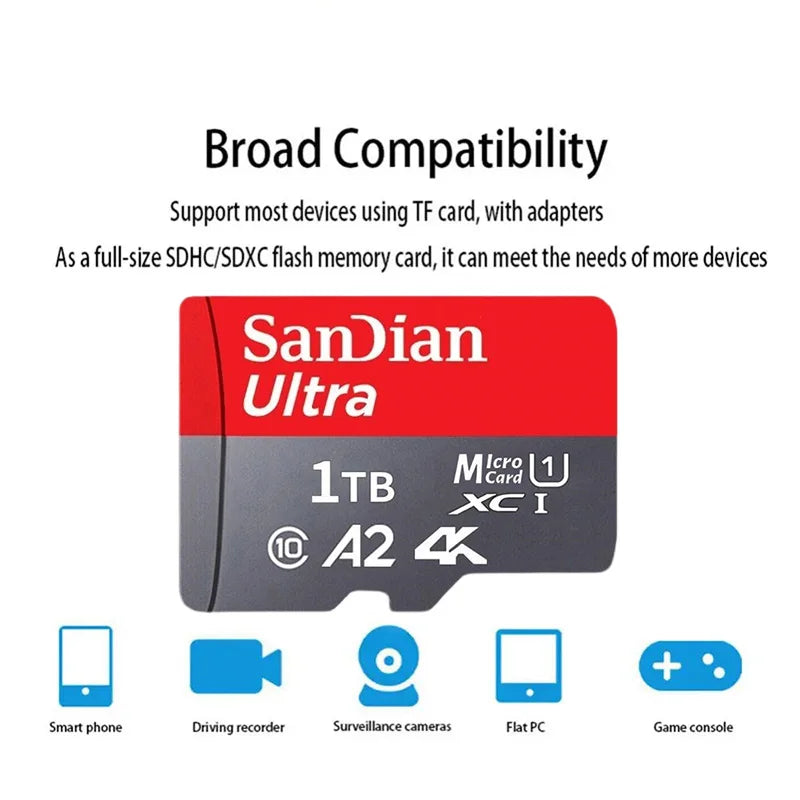 Original 2TB 1TB SanDian Ultra Card SD/TF Flash Memory Card 256/512GB