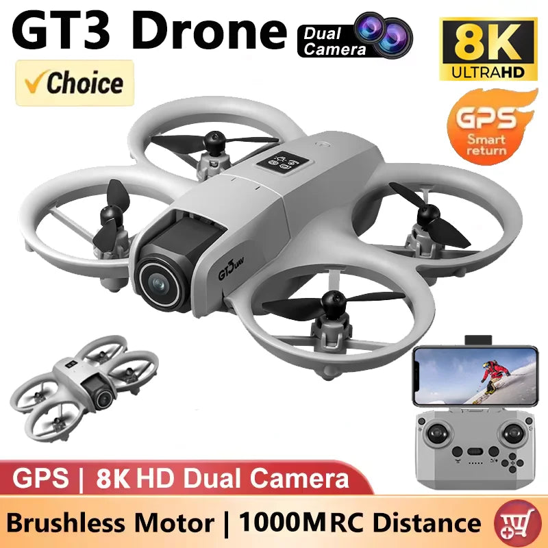 NEW Drones GT3 GPS 8K Professional HD 180° Dual Cameras 5G WIFI