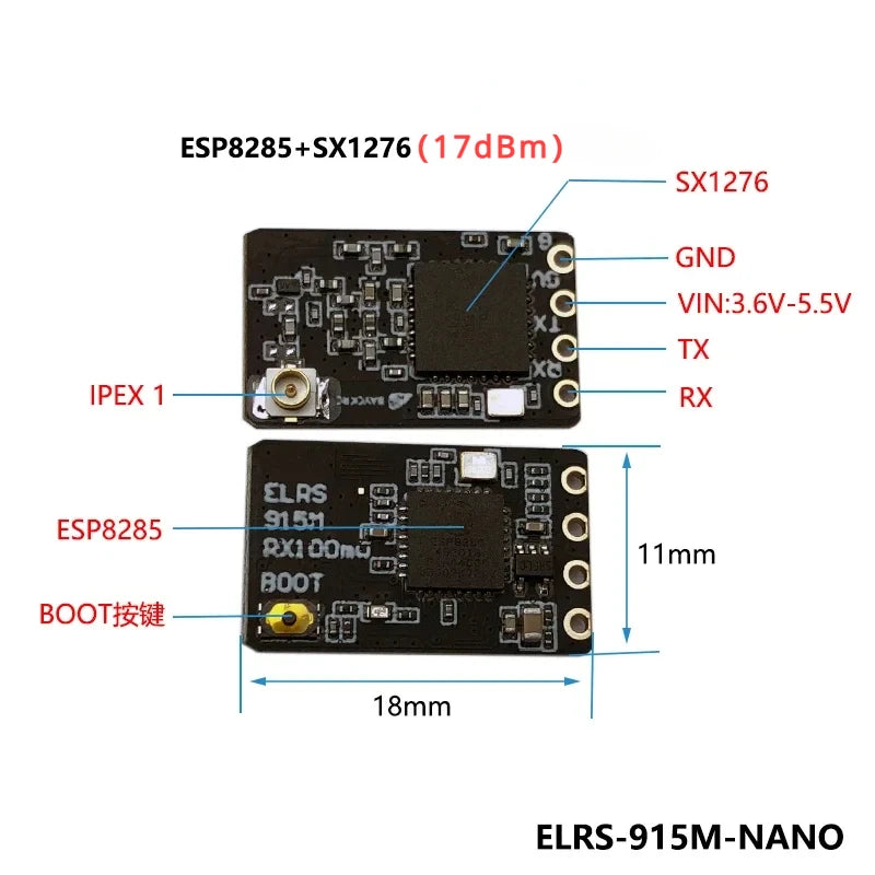 ELRS 915MHz / 2.4GHz NANO ExpressLRS Receiver With T type Antenna