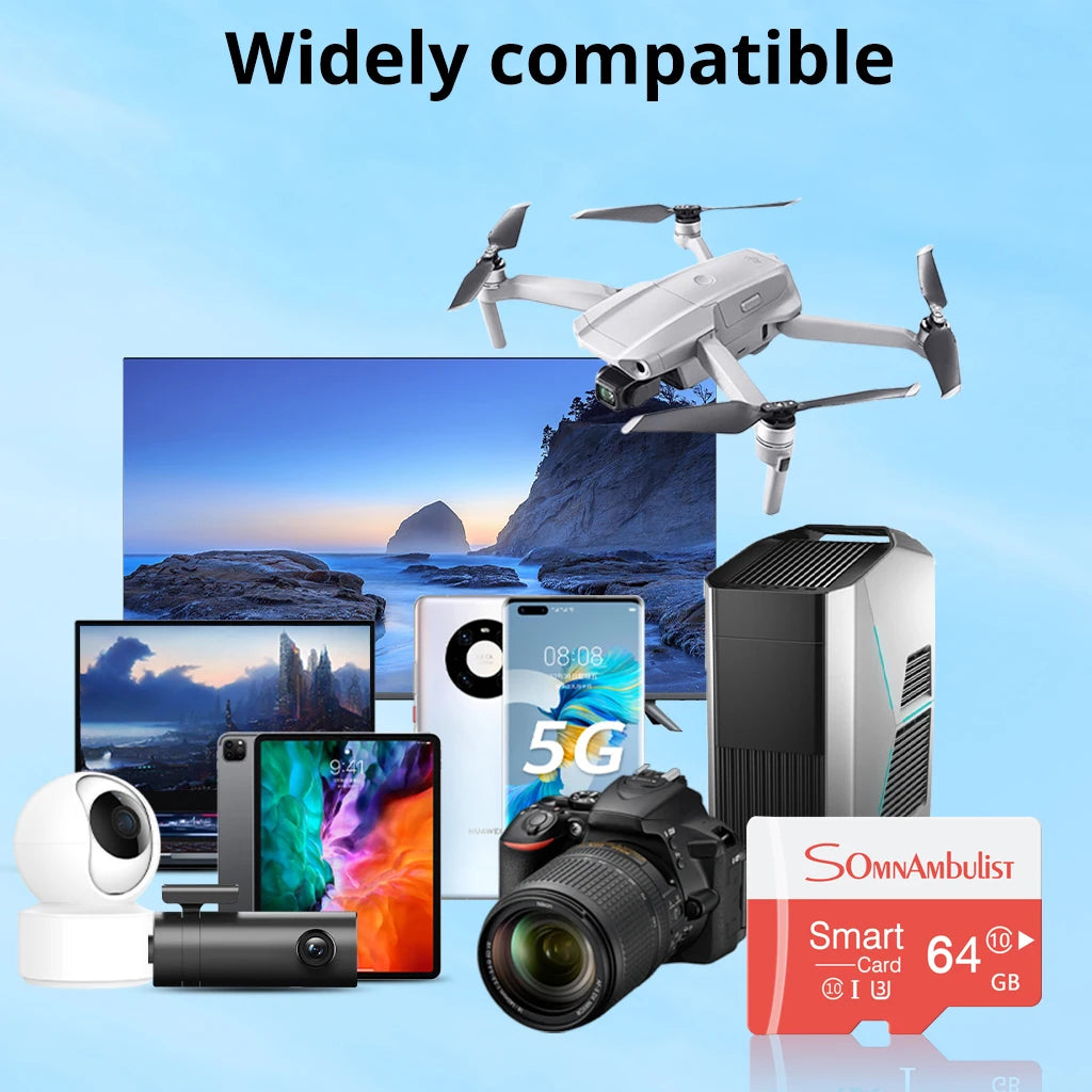 SomnAmbulist 64GB High Speed C10 U3 Memory Card V30 For Drones Cameras