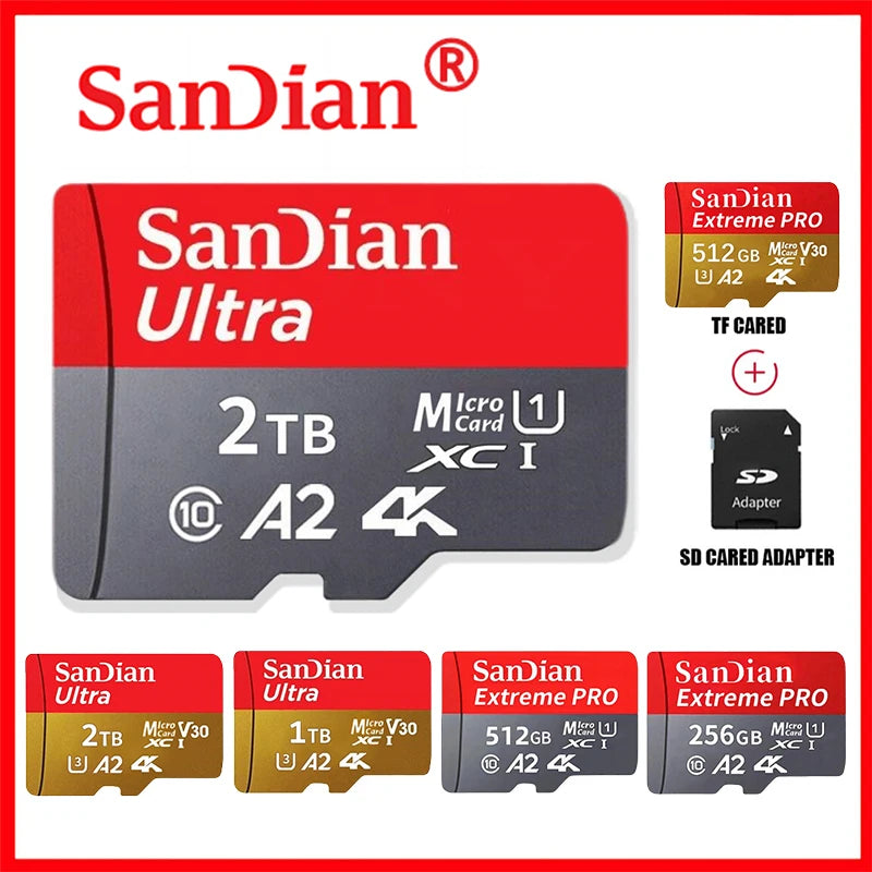 Original 2TB 1TB SanDian Ultra Card SD/TF Flash Memory Card 256/512GB