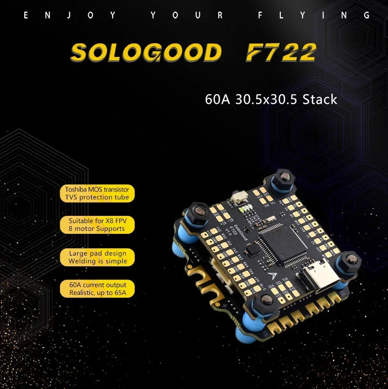 SoloGood F722 60A Stack ICM42688P F722 Flight Controller BLHELI_S 60A