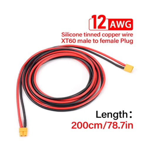 12AWG XT60 Male Female Conversion Plug Connection Cable 300CM Silicone