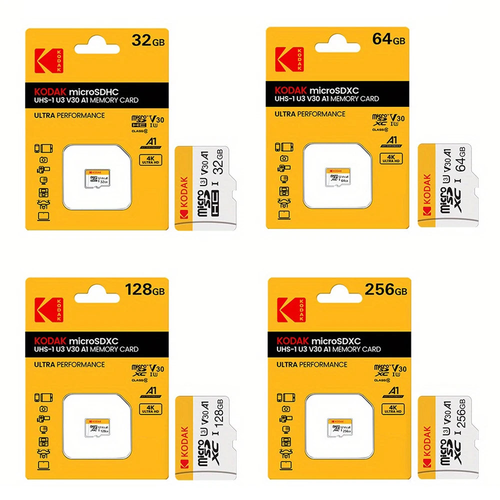 KODAK Original U3 Micro Sd Card 128GB 256GB High Speed Microsd Memory