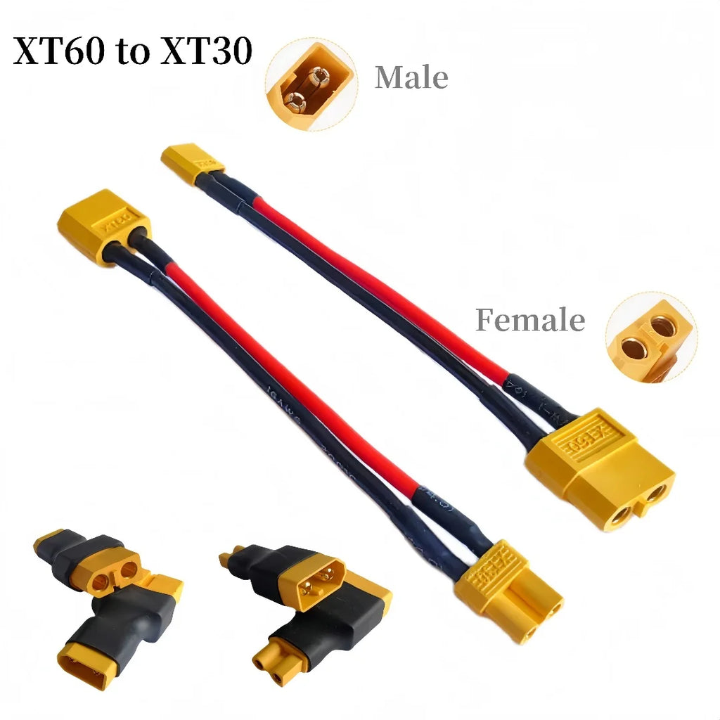 XT30 To XT60 Male/Female RC Lipo Battery Adapter 10CM Cable 16AWG