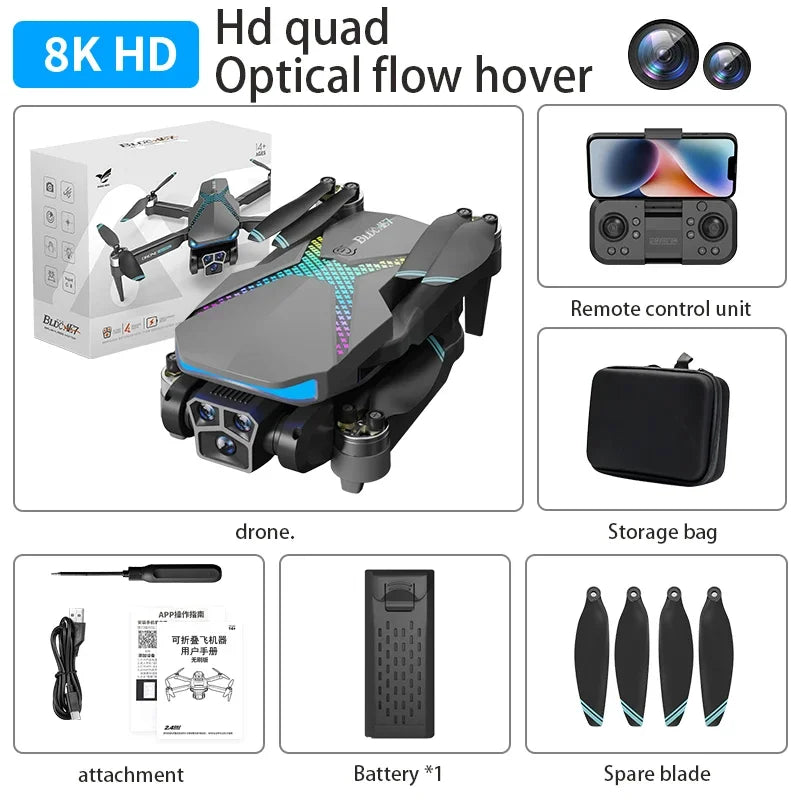 Hot Drone AE7 Pro Brushless Professional 8K HD Camera WIFI FPV Obstacle Avoidance Optical Flow RC Foldable Quadcopter Toys