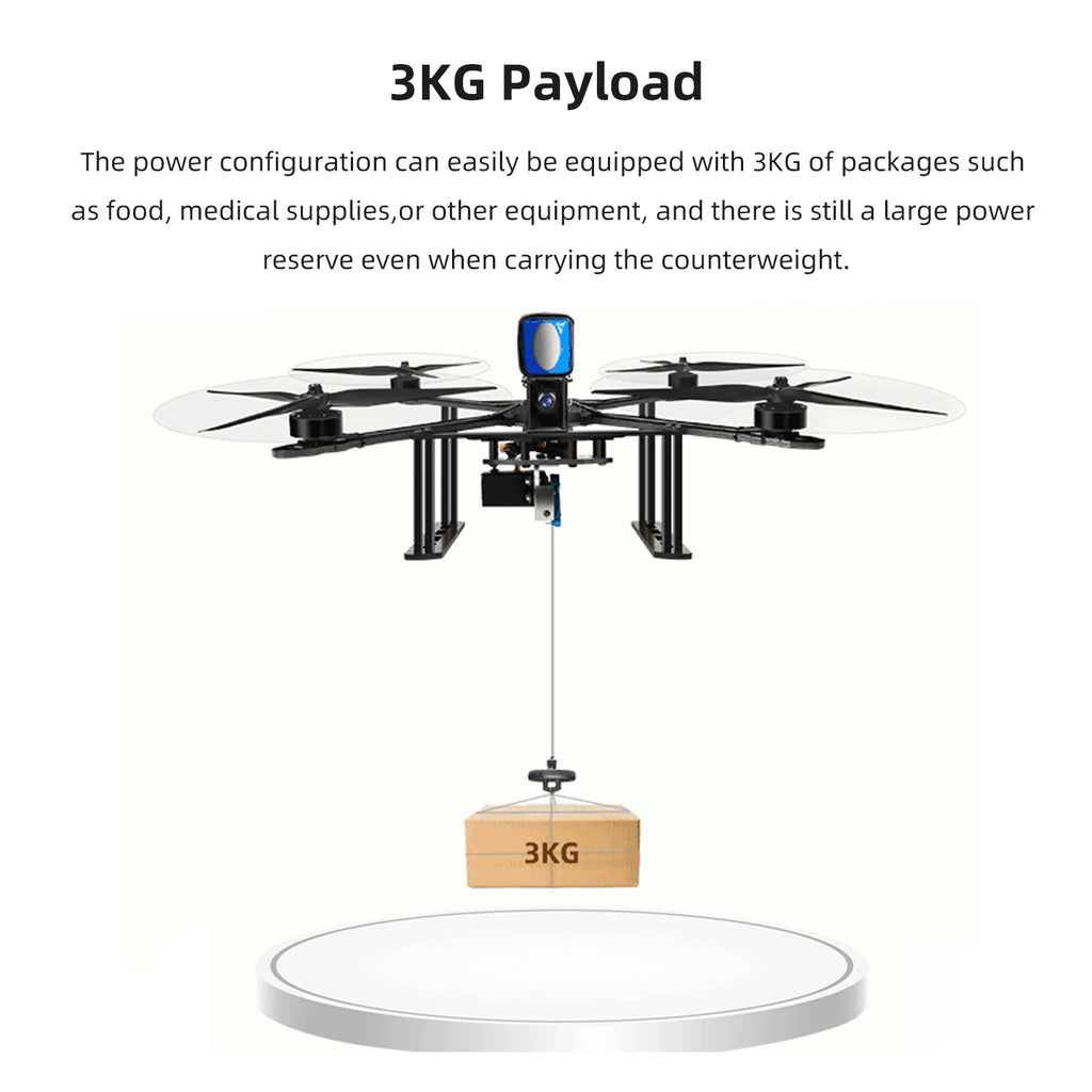 Radiolink M435 4-Rotor 3KG Payload Heavy Lift Drone 120km/h Flight Speed, Routes Planning And Autopilot, 4KM Long Range RTF