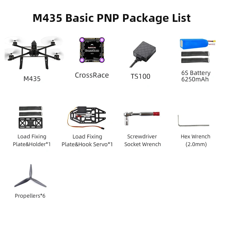 Radiolink M435 4-Rotor 3KG Payload Heavy Lift Drone 120km/h Flight Speed, Routes Planning And Autopilot, 4KM Long Range RTF