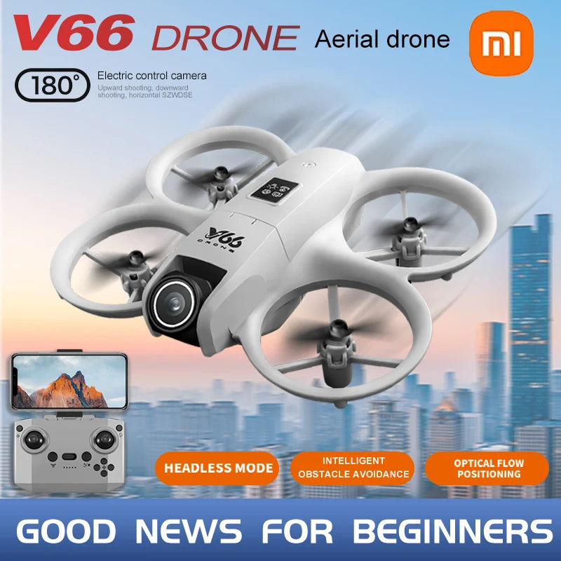 NEW V66 Drone 4K Professional HD 180° ESC Dual Cameras Competition Dron WIFI Obstacle Avoidance FPV Foldable RC Quadcopter Toys